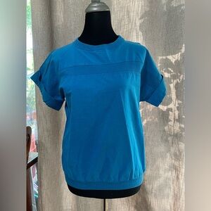 Vintage Classic Crew Neck Short-Sleeve Top in Teal Blue